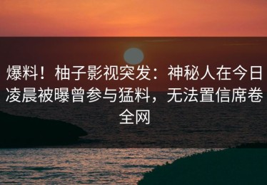 爆料！柚子影视突发：神秘人在今日凌晨被曝曾参与猛料，无法置信席卷全网