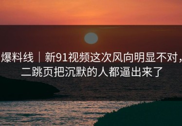 爆料线｜新91视频这次风向明显不对，二跳页把沉默的人都逼出来了
