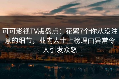 可可影视TV版盘点：花絮7个你从没注意的细节，业内人士上榜理由异常令人引发众怒