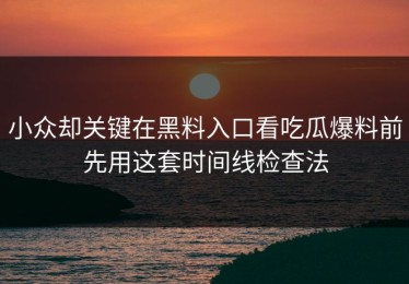 小众却关键在黑料入口看吃瓜爆料前先用这套时间线检查法