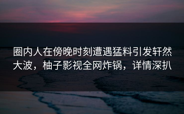 圈内人在傍晚时刻遭遇猛料引发轩然大波，柚子影视全网炸锅，详情深扒