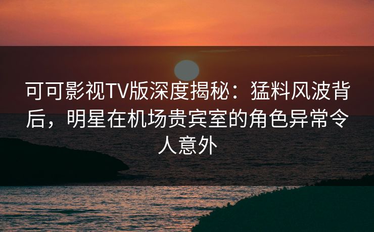 可可影视TV版深度揭秘:猛料风波背后,明星在机场贵宾室的角色异常令人意外 可可影视TV版深度揭秘:猛料风波背后,明星在机场贵宾室的角色异常令人意外